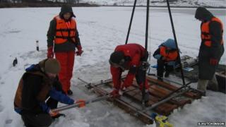 Collecting core samples (Image: Simon Hutchinson)