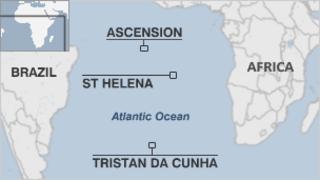 Map of Ascension, St Helena and Tristan Da Cuhna