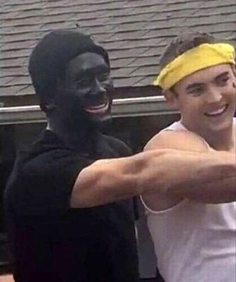 Kyler Watkins in blackface with another member of the Lambda Chi Alpha fraternity at Cal Poly