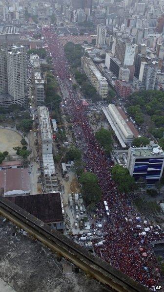 Nicolas Maduro supporters crowd the streets of Caracas