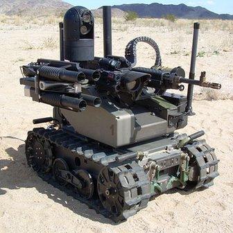 tracked robot with machine gun