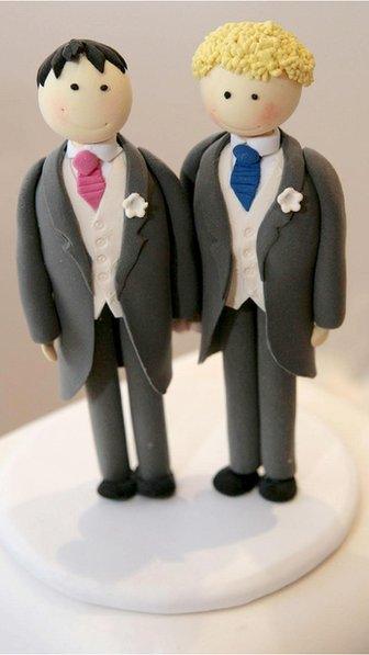 Male cake decorations for gay wedding cake