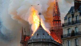 Notre Dame on fire on 15 April, 2019.