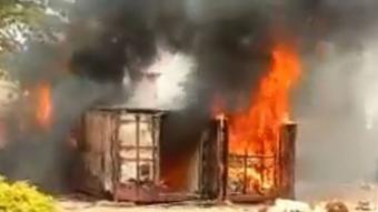 The blaze at Inec in Anambra state