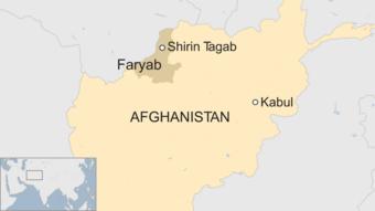 A BBC map showing the location of Shirin Tagab in Afghanistan