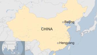 Map of China showing Hengyang