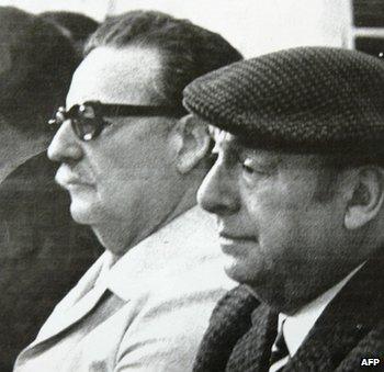 Pablo Neruda and Salvador Allende photographed