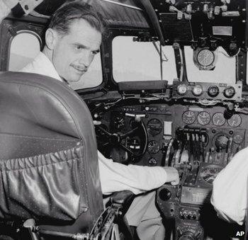 Howard Hughes at the controls of an unidentified aircraft, in 1947
