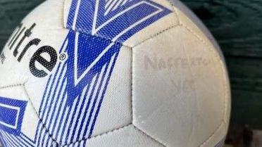 An image of a football with the words 'Nafferton YFC' written on it