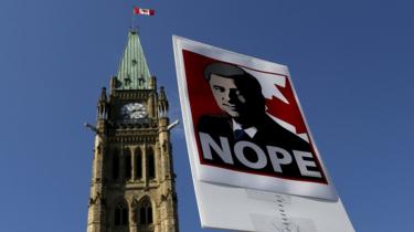 de Demonstranten in Ottawa