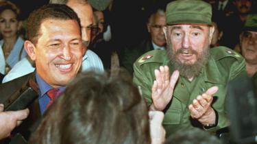 voormalig Venezolaanse president Hugo Chavez en voormalig Cubaanse leider Fidel Castro