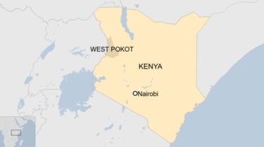 Map of Kenya showing West Pokot county and Nairobi