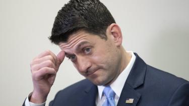 House Speaker Paul Ryan participates in a news conference on Capitol Hill in Washington, 30 January 2018