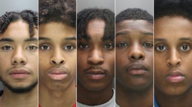 Five teenagers who "tortured" a 15-year-old boy to death have been sentenced to life in prison. _102727627_abrahamkillers