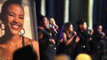A choir performs during the funeral service of murdered University of Cape Town (UCT) student, 19-year-old Uyinene Mrwetyana