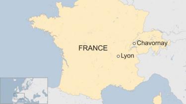 Map of France, Switzerland with Leon and location of Swiss robbery marked