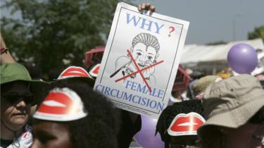 Members of African gay and lesbian communities demonstrate against female genital mutilation in Nairobi in 2007