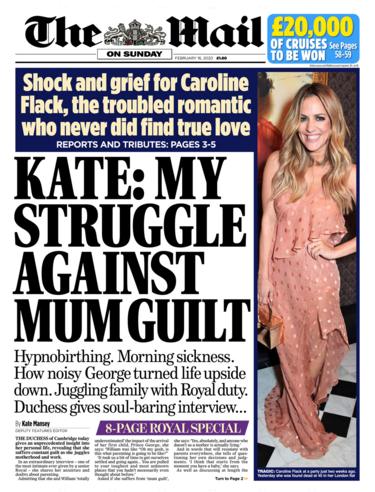 Mail on Sunday front page