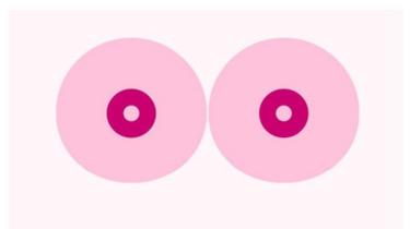 Screen grab from Cancerfonden shows two pink circles representing women breasts