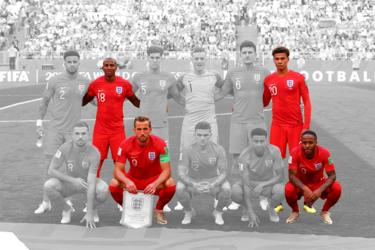 The England team lining up before a match with Sweden