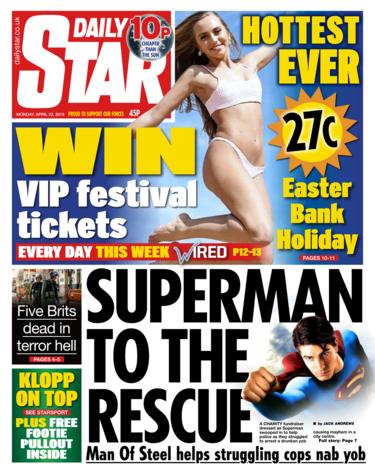 Daily Star front page 22/04/19
