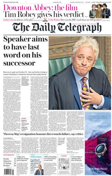 Daily Telegraph Tuesday 10 September 2019