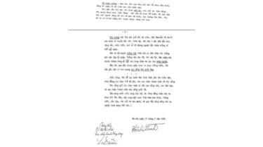 Bản thảo di chúc Hồ Chủ tịch viết lần đầu năm 1965