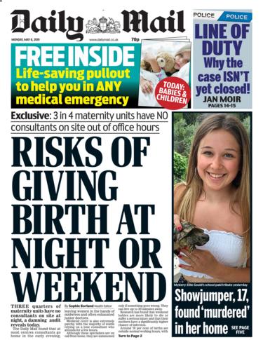 Front page of the Daily Mail