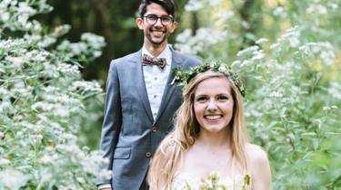 Brooke Armstrong Pazoles and Matt Pazoles on their wedding day