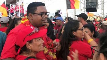 Irfaan Ali se reúne con partidarios, antes de las elecciones presidenciales del 2 de marzo, en Georgetown, Guyana el 18 de enero, 2020