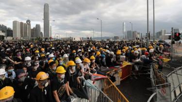 manifestantes en Hong Kong