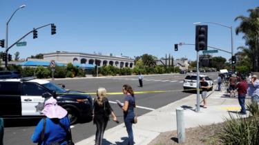 San Diego Police secure the scene of a shooting incident at the Congregation Chabad synagogue in Poway, north of San Diego, California, U.S. April 27, 2019