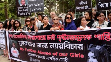 Bangladeshi women held a protest rally of girl student Nusrat Jahan Rafi in Dhaka