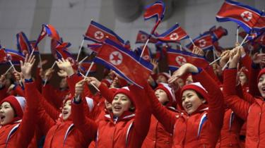 North Korean cheerleaders