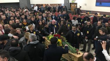 Jac Holmes' funeral service at a community centre in Wimborne