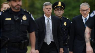 Bill Taylor (C) arrives at the US Capitol to testify before the House Intelligence, Foreign Affairs and Oversight committees as part of the ongoing impeachment investigation of US President Donald Trump on October 22, 2019 in Washington, DC.