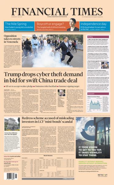 Financial Times front page - 01/05/19