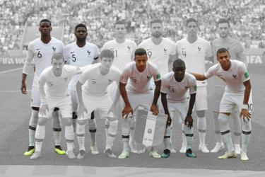 The French team line up before a match with Uruguay