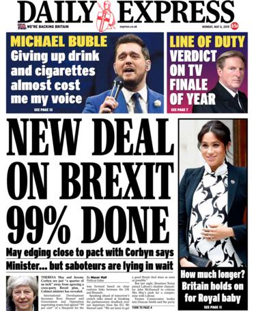 Front page of the Daily Express