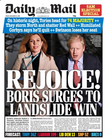 Friday's Daily Mail front page (late edition)