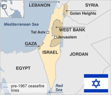 mapa de Israel y países limítrofes