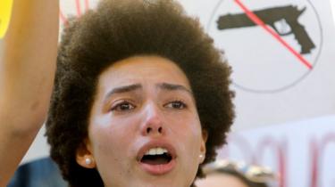 A protester chants during a rally in Fort Lauderdale, Florida. Photo: 17 February 2018