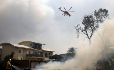 Helicopter drops water in Old Bar, NSW