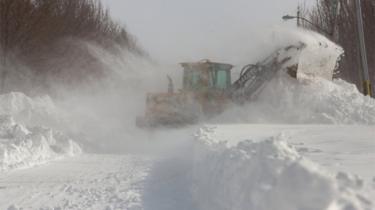 Snow plough in Buffalo, New York