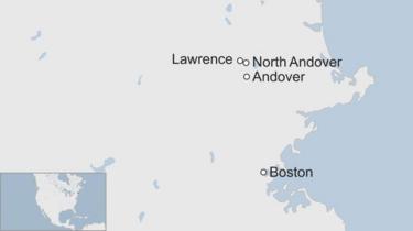 Map showing the town's positions in relation to Boston