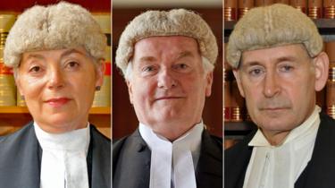 President of the Queen's Bench Division Dame Victoria Sharp, Lord Chief Justice Lord Burnett and Master of the Rolls Sir Terence Etherton (left to right)