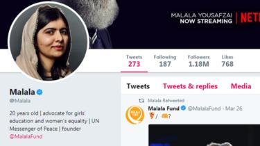 L'account Twitter di Malala