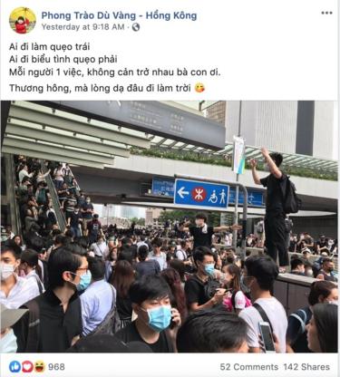 Trang thông tin Phong trào Dù vàng - Hồng Kông đưa tin về cuộc biểu tình chống luật Dẫn độ