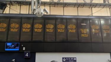 Boards at Waterloo station.