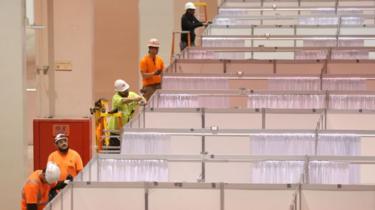 Workers seen in a building site